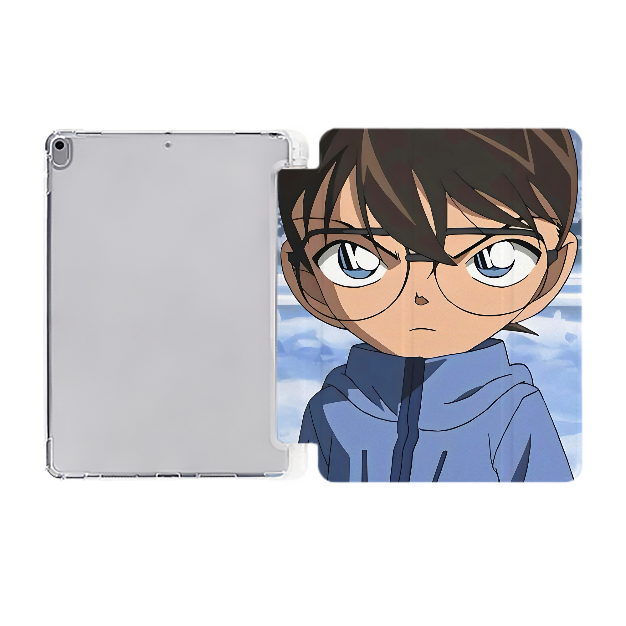 （画像用） 名探偵コナン Detective Conan IPad ケース ペン収納付き 三つ折りスタンド PUレザー×シリコン 対応機種9.5/10.5/10.9インチ